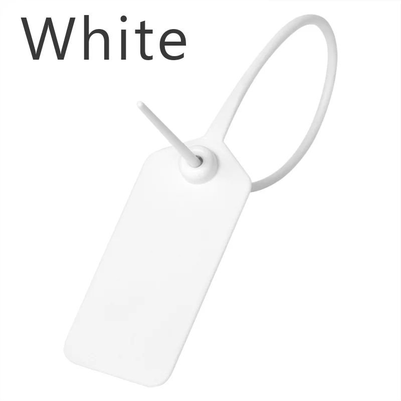 100 מותג ביגוד מותאם אישית תוויות תג פלסטיק מחוץ לאבטחה תיק נעלי בגד תיק לוגיסטיקה לבן דפוס תגיות 285 מ "מ/11"