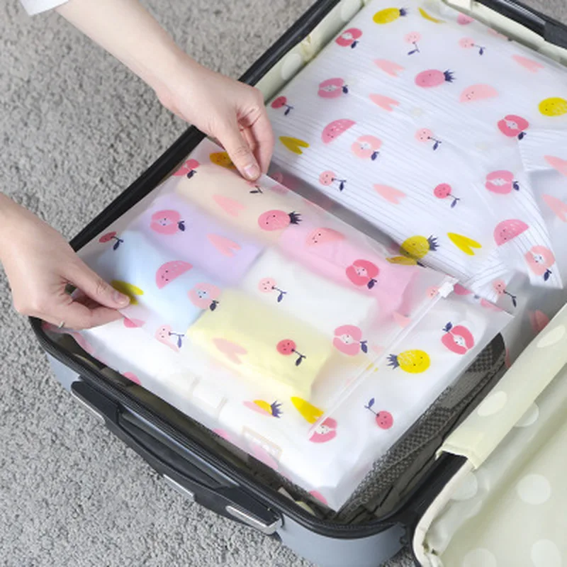5pcs Transparent Shoes Bag with Lock Clothes Storage Luggage Waterproof Fruit Plastic Travel Suitcase Organizer | Дом и сад
