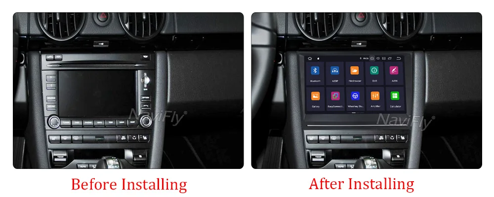 Cheap NaviFly IPS DSP Touch Screen Android 9.0 Car Multimedia Player for Porsche/911/997/Cayman/Boxster Car GPS Navigation 2GB RAM BT 12
