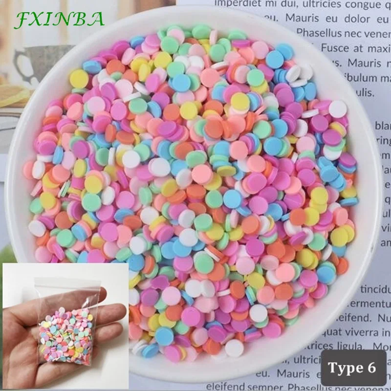 FXINBA 10 г Fimo амулеты дополнение разбрызгивает слизь наполнитель пушистая клейкая масса Игрушки слизь Поставки аксессуары глина DIY ломтики торта десерт - Цвет: Type 6