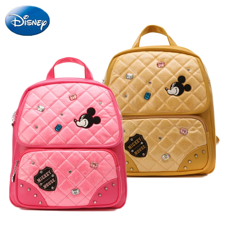 

Disney Quality Backpack Ladies Casual Mickey Mouse Women Bag Kids Girls Fashion Cartoon Bags PU Waterproof Travel Plush Backpack