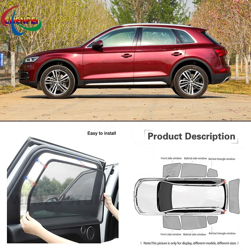 

For Audi Q5l 2018 Car Full Side Windows Magnetic Sun Shade UV Protection Ray Blocking Mesh Visor Car Decoration Accessories