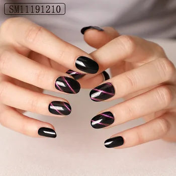 

NOQ Handmade 24pcs Enamel Gel False Nail Color Card Tips Frech Fake Nails Short Set With Glue For Practice Nail Art Tools