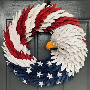 

American Flag Eagle Wreath Glory Patriotic Eagle Garlands for Front Door Window Wall Decoration