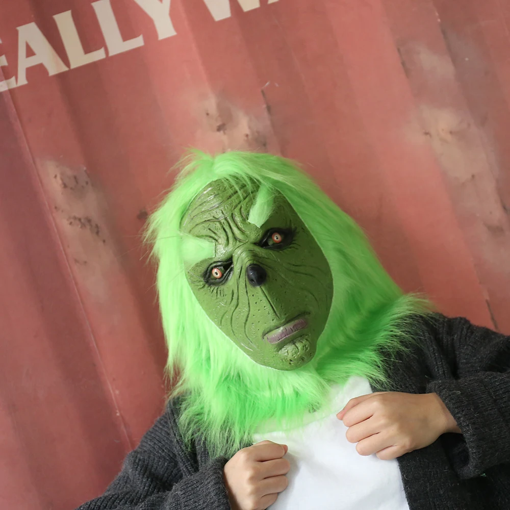 Новая забавная латексная маска на всю голову на Рождество Grinch, карнавальный костюм на Хэллоуин, Вечерние Маски для взрослых, карнавальные маски Grinch