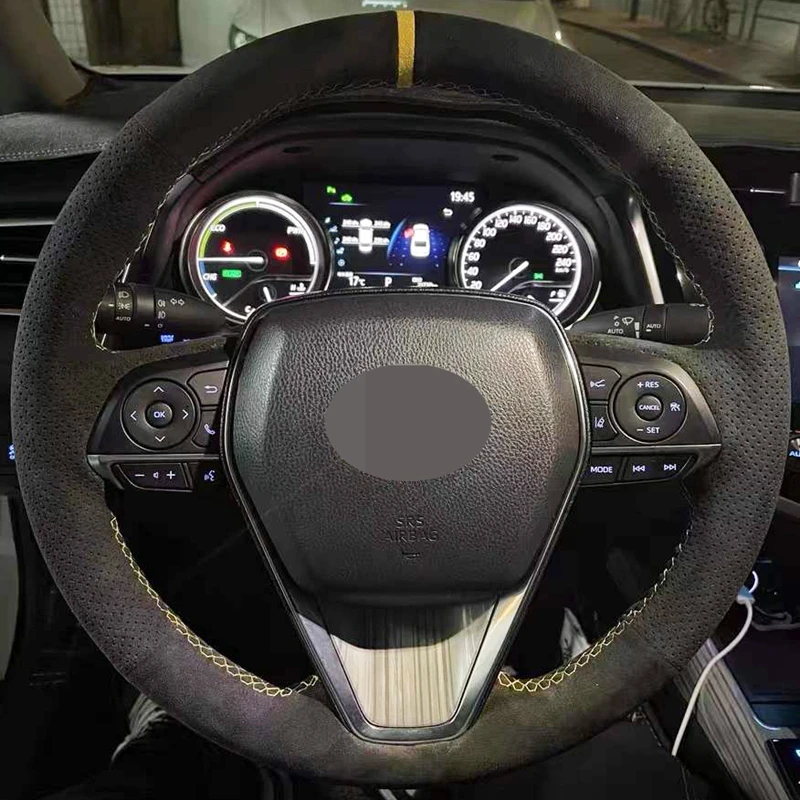 Black Suede Leather Car Steering Wheel Cover For Toyota Avalon Camry 2018 2019 Crown 2018 2019
