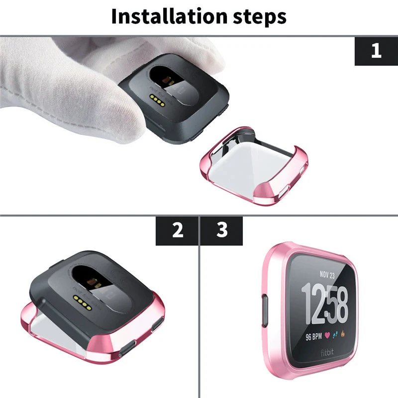 360 градусов Защитная крышка для Fitbit versa, ремешок чехол покрытие Coque Fit Bit часы Versa аксессуары защитный чехол для экрана capa