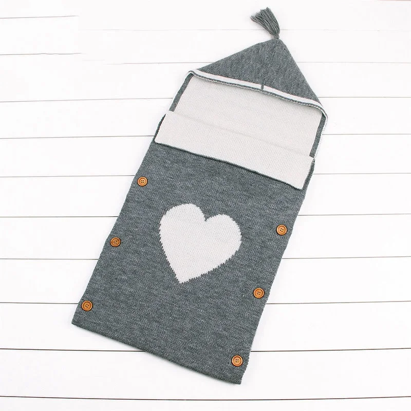 MOTOHOOD  knitted Baby Sleeping Bags Winter For Stroller Cute Heart Envelopes baby slaapzak Newborn Baby Sleep Sack (15)