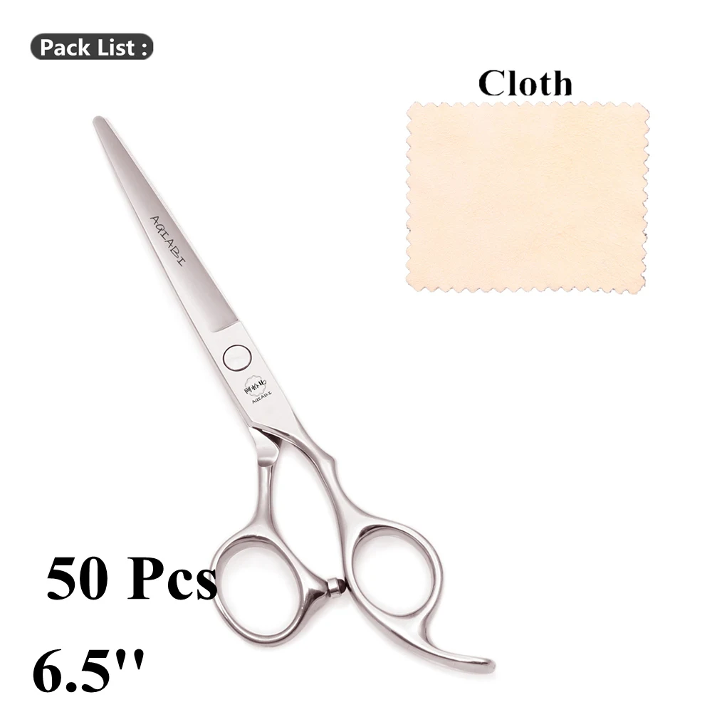 50 Pcs AQIABI Hair Cutting Scissors Barber Scissors Professional Hairdressing Scissors Hair Japan 440C Thinning Shears A1006 - Color: A1006 Yin C 65N