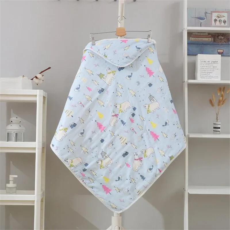 90*90cm plus thick cotton baby hooded towel soft newborn baby hooded wrap cartoon printed kids hooded blanket