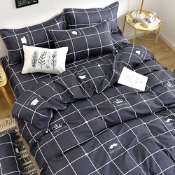 4pcs Set Brushed Cotton Bedding Student Home Quilt Cover Frosted Queen Comforter Sets Bed Sheets