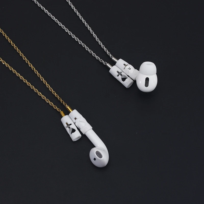 

Strong Magnetic Wireless Headphones Chain Anti Lost Real Leather Stainless Steel Earphone Strap Compatible with Airpods and Pro