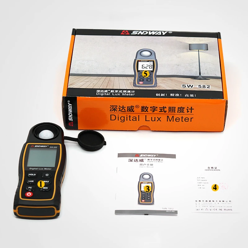 SNDWAY SW-582 портативный Люксметр цифровой измеритель освещенности для фотографии измеритель освещенности портативный Люксметр-спектрометр
