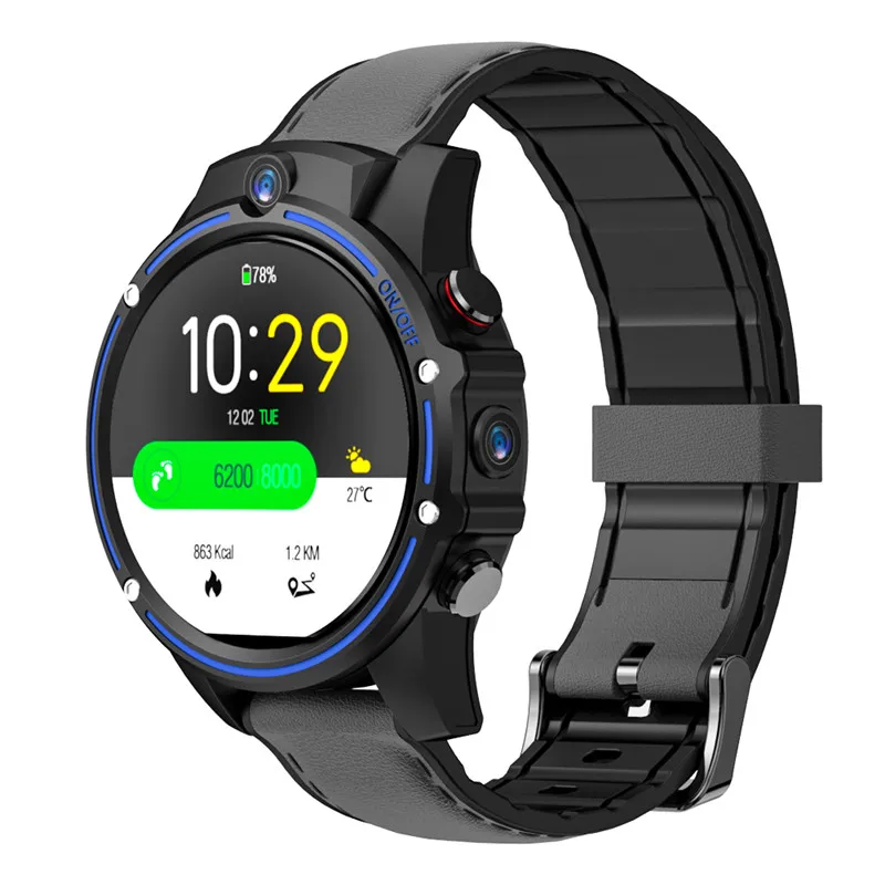 black blue 8 Мп+ 5 Мп двойная камера 4G Смарт-часы Android 7,1 телефон gps WiFi Смарт-часы мужские сердечного ритма шагомер Google APP Store спортивные вещи - Цвет: black blue
