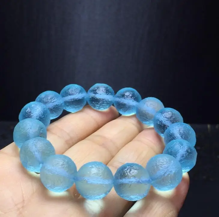 Piedras Naturales Ruso Azul pulsera de meteorito cuentas redondas hombres mujeres pulsera sanción Energy regalo joyeria de la
