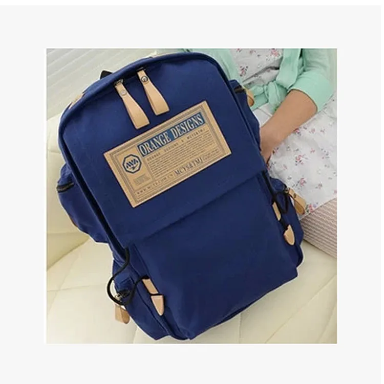 

College Style Canvas Backpack Korean-style Cute Backpack Solid Color Schoolbag Backpack WOMEN'S Bag
