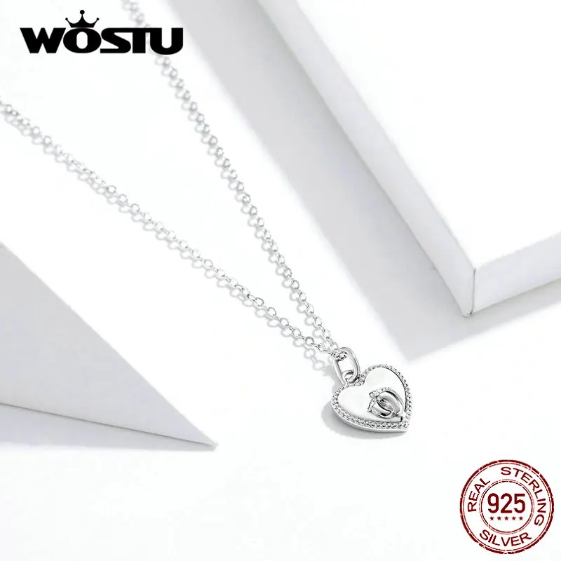 WOSTU 925 пробы, серебряное ожерелье и кольца, набор ювелирных изделий, модные украшения для женщин, подарок на свадьбу