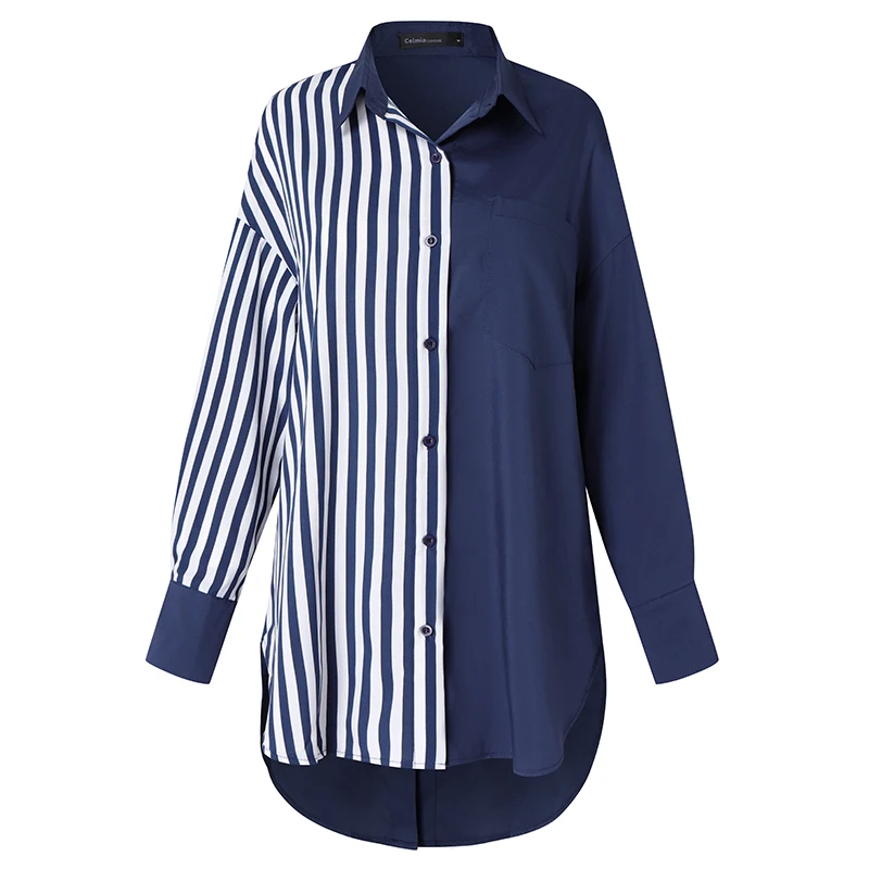 Womens Blouse Shirts Celmia 2020 Fashion White Lapel Casual Solid Long Sleeve Buttons Asymmetric Tops Ladies Baggy Blusas S-5XL