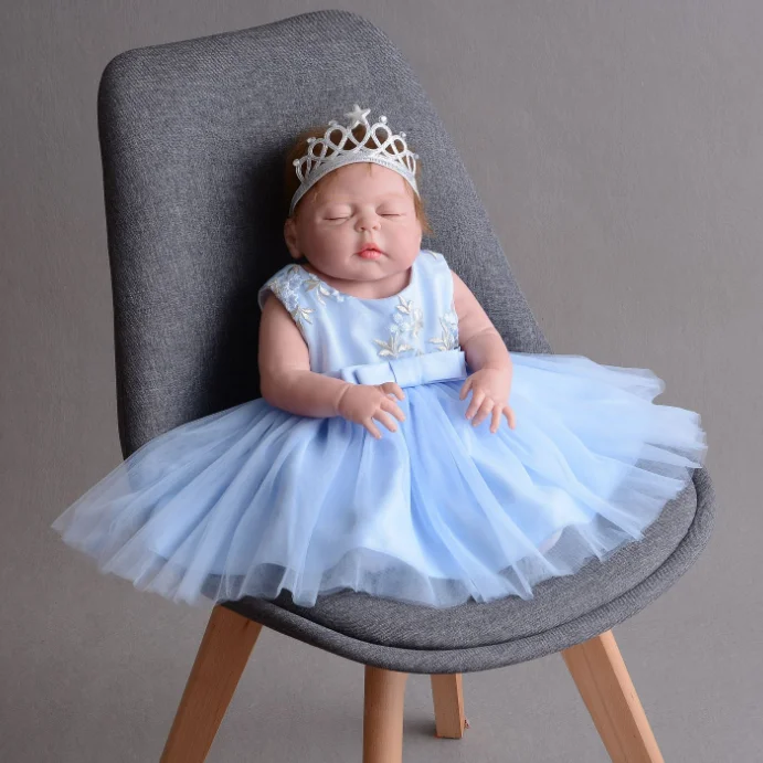 

For 0-24 Months Baptism Tulle tutu Dress Newborn Baby Girl Kids Christening Gowns Blue Dresses 1 2 Year Children Birthday Outfit