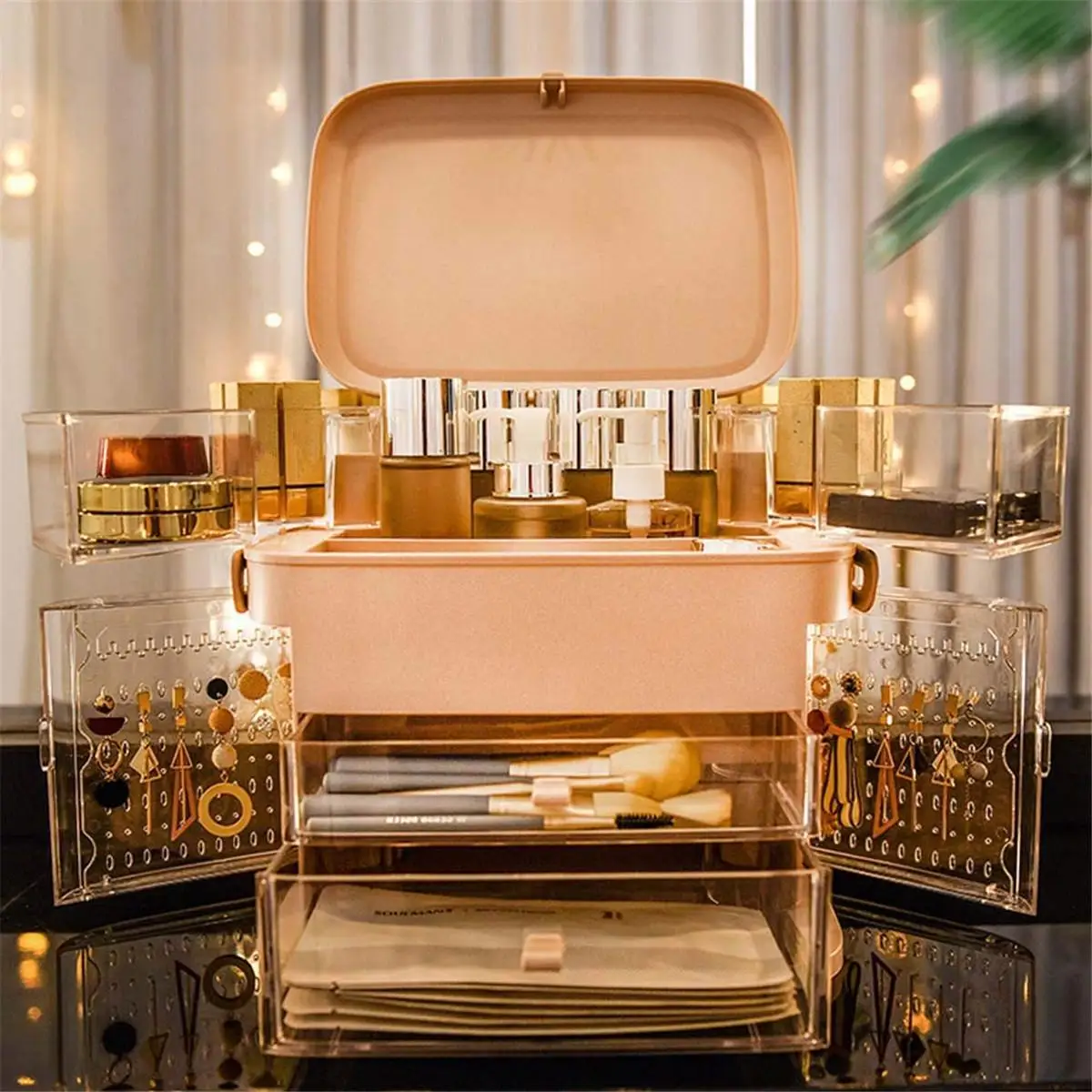 

Rotate Multi-layer Drawer Dressing Table Makeup Holder Cosmetic Storage Box Folding Jewelry Box For Jewelry Cosmetic Organizer