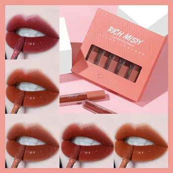 

Not Stick Cup Charm Shiny Lipstick Set Moisturizing Waterproof Lip Gloss Long Lasting Liquid Lip Makeup Cosmetic 5PCS New