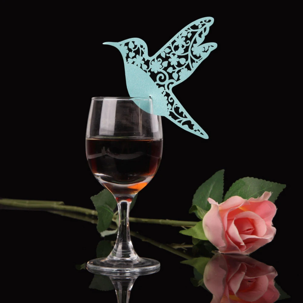 50pcs Bricolage Place Chaude Carte Oiseaux Volants Tasses Verre Vin Cartes De Nom De Mariage Laser Coupe Pearlparfum Papier Cartes Anniversaire Fete Decor Aliexpress