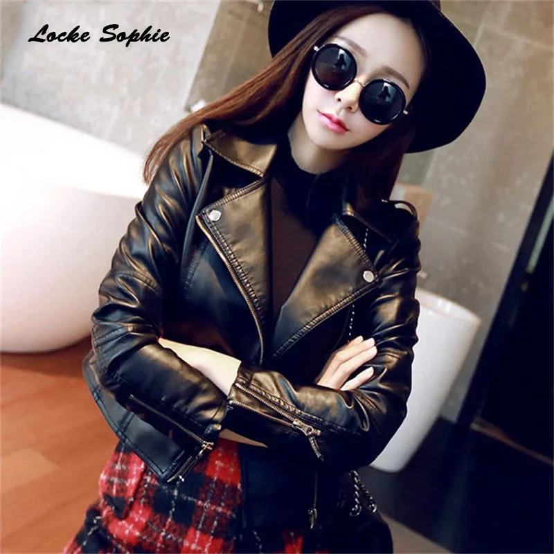 

1pcs Women's Plus size shorts jacket coats 2019 Autumn faux fur PU Leather Splicing zipper Jacket ladies Skinny locomotive coats