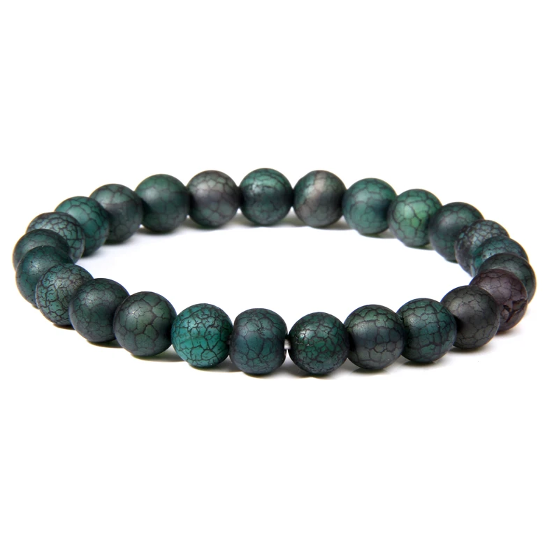 Dragon Agate Ручная работа, натуральный камень, африканская бирюза, бусины, браслет для мужчин, мала-йога, ювелирные изделия, зеленые моховые Агаты, браслет из бисера для женщин и мужчин - Окраска металла: Dragon Agate