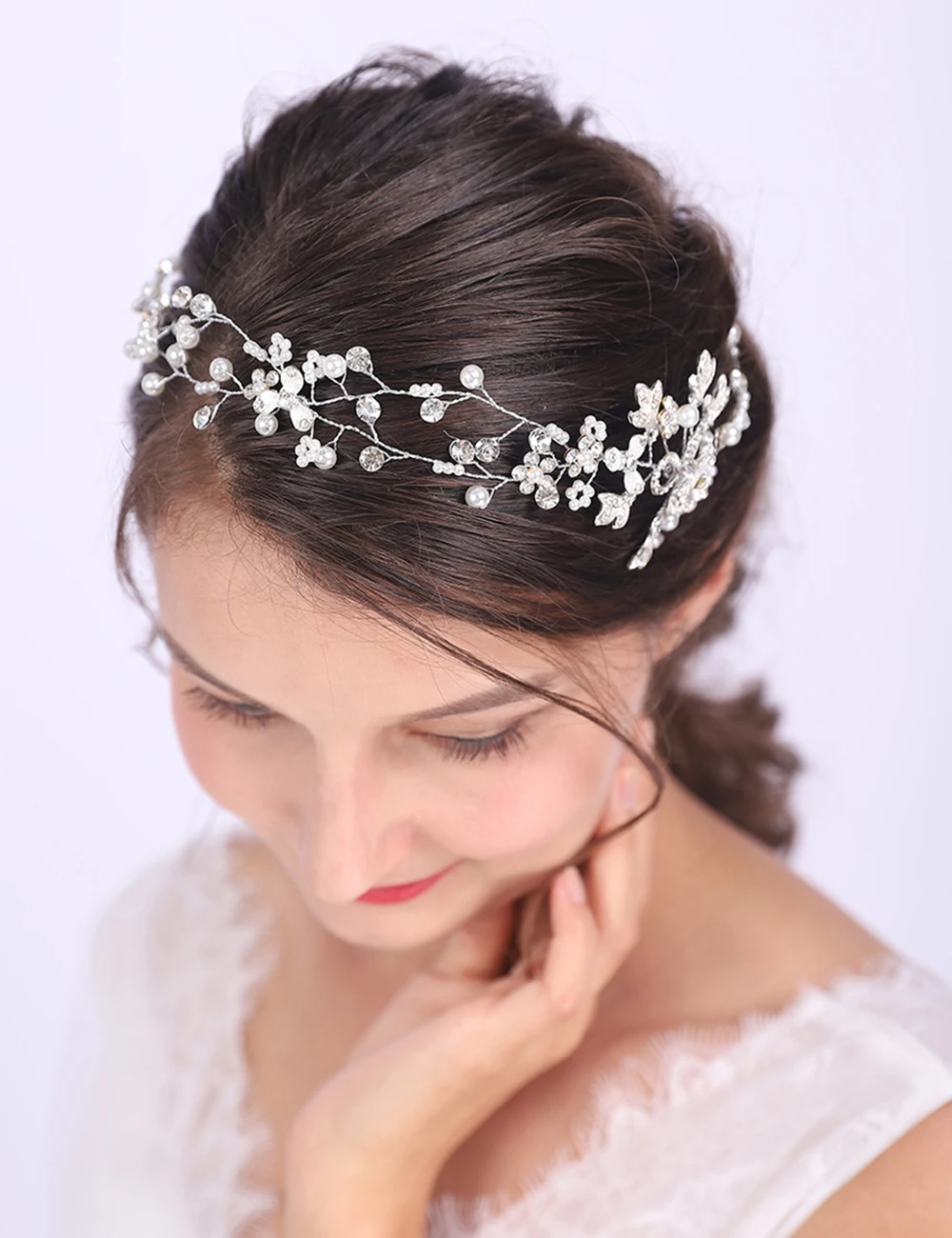 Женский головной убор с жемчугом и кристаллами|Свадебные головные украшения| |