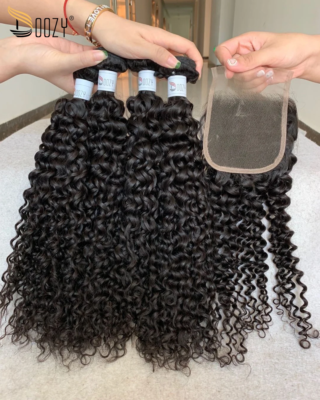 Doozy волосы перуанские волосы глубокие вьющиеся 4 пряди с закрытием человеческие девственные волосы