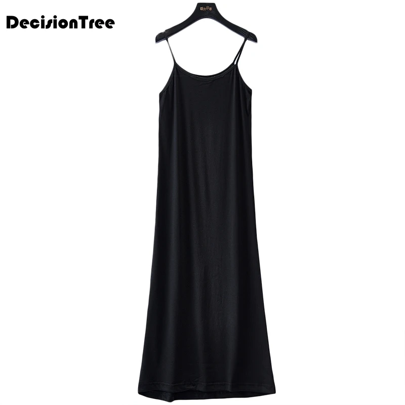 women modal slips solid petticoat knee length dress lady underskirts vestidos dress bottoming straight underdress petticoat