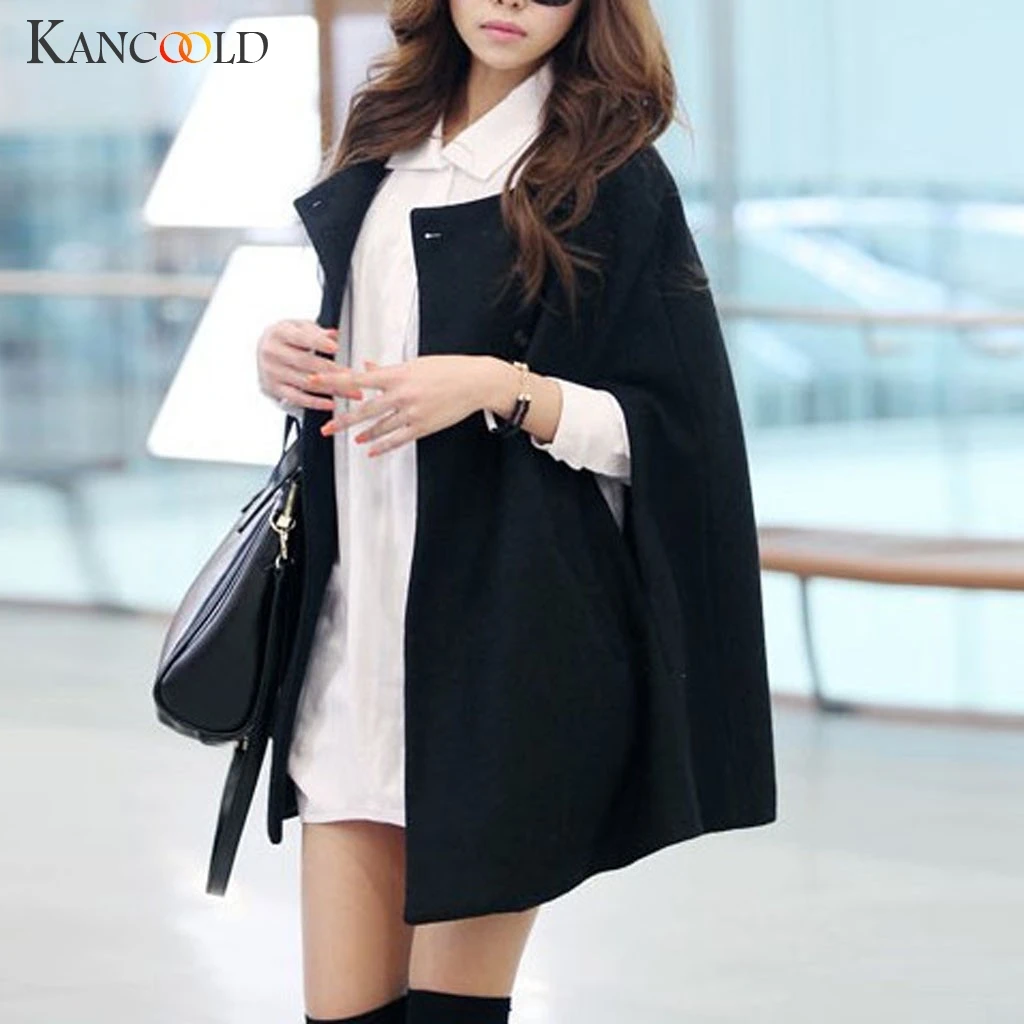 KANCOOLD Women Wild Loose Cloak Coat Autumn And Winter Long Woolen Coat Shawl Sleeveless Streetwear Hot ponchos and capes