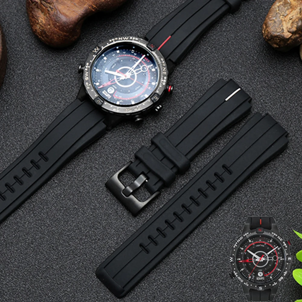 Ремешок силиконовый для часов Timex T2N720 T2N721 TW2T76300 резиновый водонепроницаемый