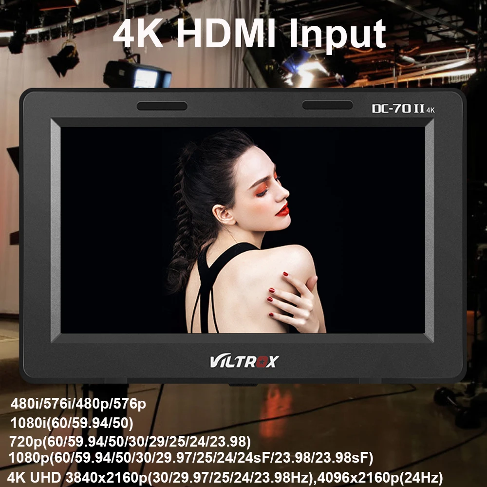  Viltrox DC-70II 7 inch DSLR Camera Field Monitor 4K HDMI AV Input IPS HD 1024x600 LCD Display Video