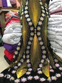 

New High Quality Velvet Lace Fabrics Nigerian Tulle Lace Fabric Latest African French Lace Embroidery Sequins Lace Fabric