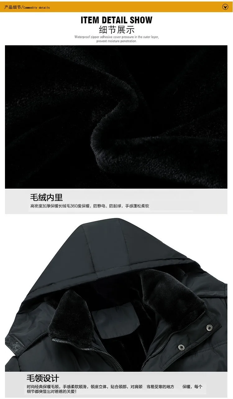 Autumn& Winter Warm Cotton-padded Jacket Middle-aged plus Velvet Cotton-padded Clothes Men's Grandpa Clothes Daddy Clothes Larg