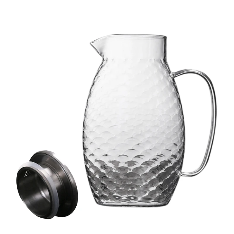 ABUI-Thick Heat-Resistant Hammer Glass Cool White Open Kettle Large Capacity Household High Temperature Tea Juice Cold Water Bot
