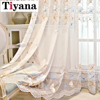 

Embroidered Window Screen Curtains For Living Room Balcony Window Breathable Mesh Tulle Fabric For Bedroom Window H019-5