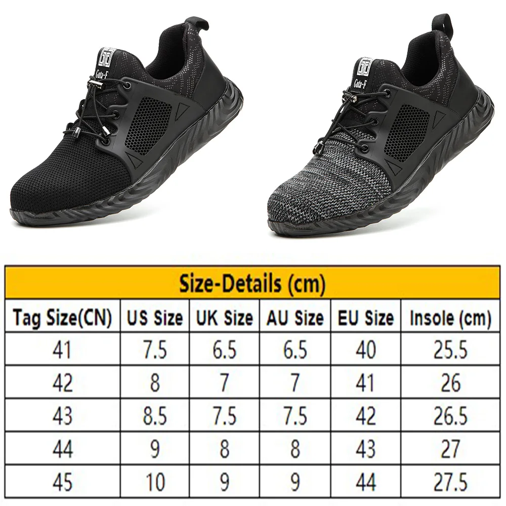 Men's Hiking Steel Toe Work Safety Shoes Puncture Proof Breathable lightweight male Shoes Outdoor Workers Sneakers D20