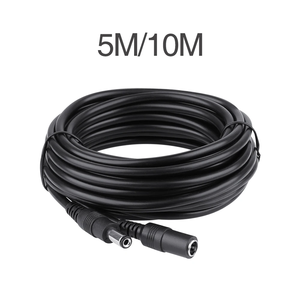 Potencia CCTV DC Cable de extensión Cable de 5 metros 10 metros 5,5mm x 2,1mm macho para cámara de seguridad CCTV 5 m/10 m adaptador de fuente de alimentación