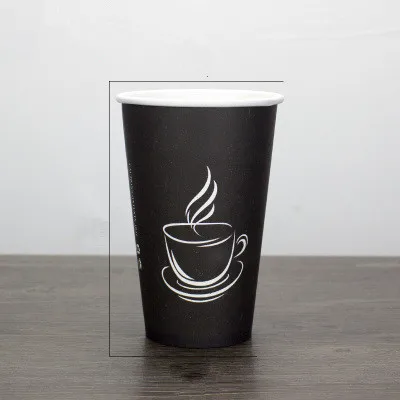 Cup 50 шт. Черный молочный чай плотная бумажная чашка одноразовая кофейная чашка горячий напиток на вынос упаковка чашки вечерние стакан с крышками - Цвет: Cup