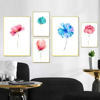 

Modern Watercolor Beautiful Colorful Flower Rose Canvas Wall Art Print HD A4 Poster Nordic Picture Home Room Decor Painting