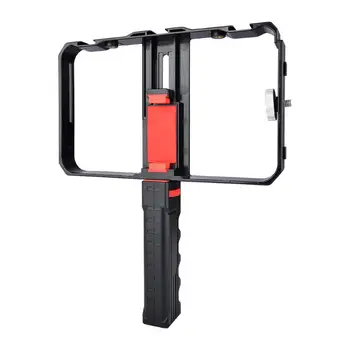 

Dual Handle Handheld Video Cage Stabilizer Kit Support Recording Grip Rig Support for Mobile Phones Under 6.6 inches