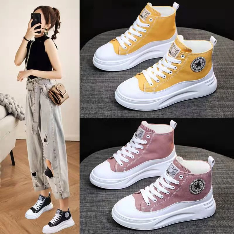 Zapatos de lona alta calidad para mujer, zapatillas de de marca, botines deportivos informales blancos, novedad de primavera 2021|Botas de nieve| - AliExpress