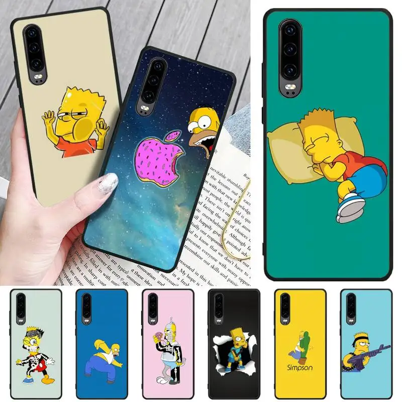 Cute Simpson case for huawei p20 p30 p40 pro mate 10 20 30 lite p smart y7 2019 plus nova 3I cases cover | Мобильные телефоны и