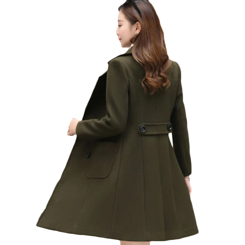 Tanie Nowy płaszcz z wełny mieszanka kobiet z długim rękawem odzież wierzchnia plus size kurtka wielbłąd jesień zima elegancki dorywczo płaszcz wełniany kurtki F942