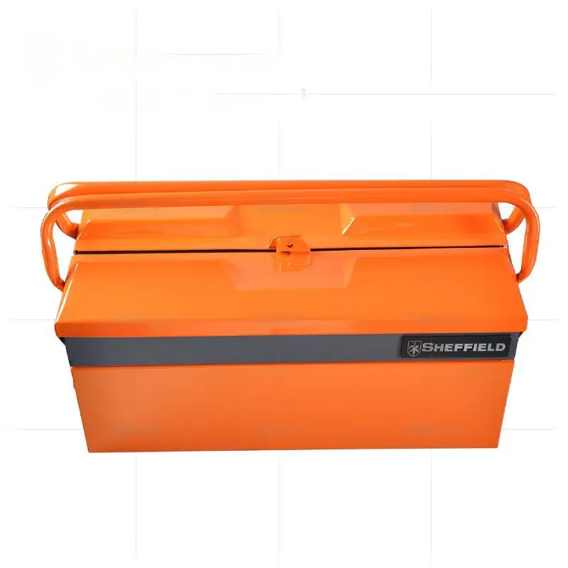 Household Portable Toolbox Three-Layer Thicken Iron Storage Box Folding Tool Box Multi-Function Maintenance Hardware Toolbox