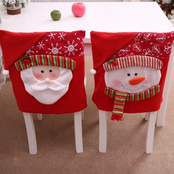 

2021 New Red Santa Claus Chair Cover Cartoon Snowman Dining Table Chair Cover Xmas Decor Home Party Christmas Atmosphere 1 Piece