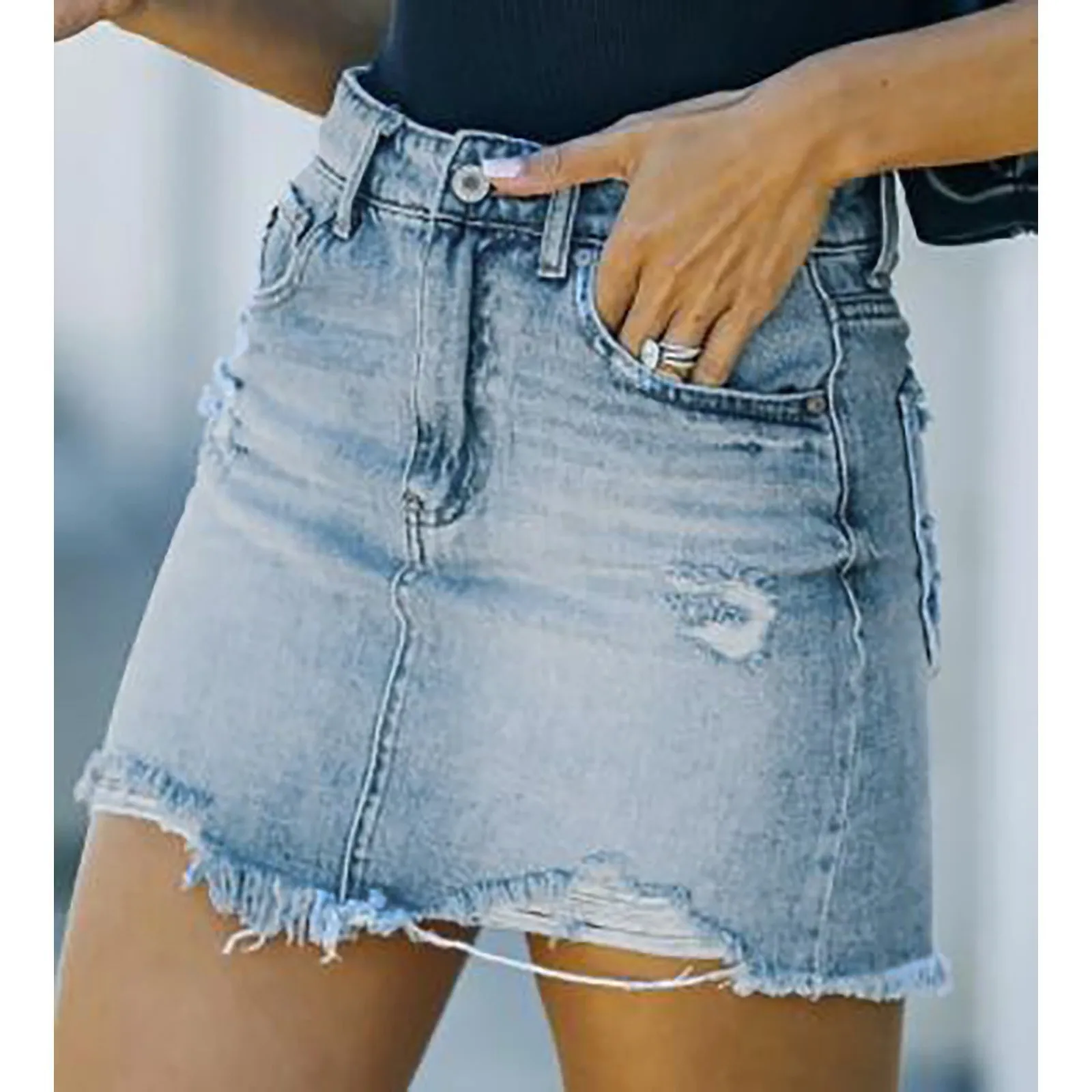 Women Denim Skirt Simplee Washed Denim Skirt Woman High Waist Short Skirt Female Fashionable Streetwear Summer Skirts Юбка#G 1