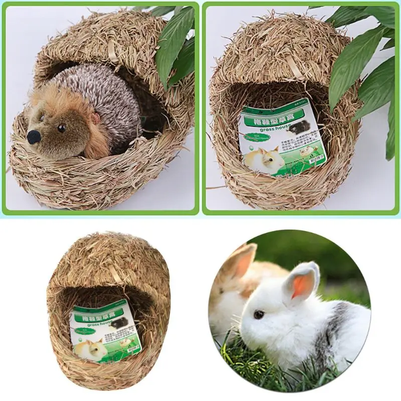 

Small Pet Slippers Grass Nest Hand-woven Rabbit Chinchilla Guinea Pig Weed House X3UC